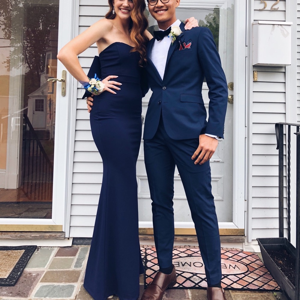 Blue mermaid prom dress